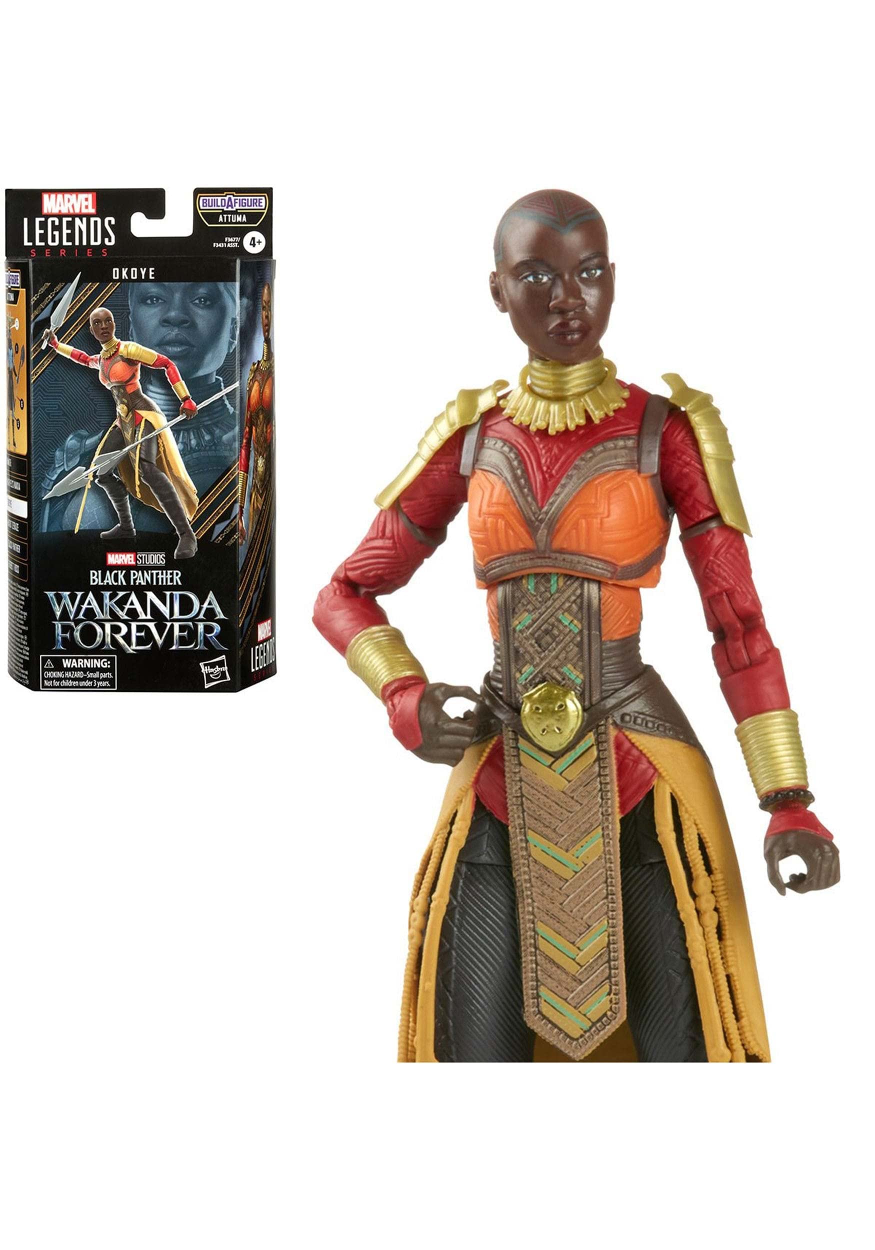 Marvel Hasbro Legends Series Black Panther Wakanda Forever Okoye 6-inch Action Figure Toy, 2 Accessories, 1 Build-A-Figure Part, Multicolor (F3677)