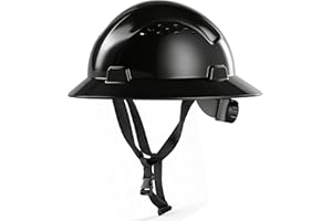 AnTools Black Full Brim Hard Hat, OSHA Approved Construction Helmets for Men, 4-Point Adjustable Suspension, ANSI Z89.1