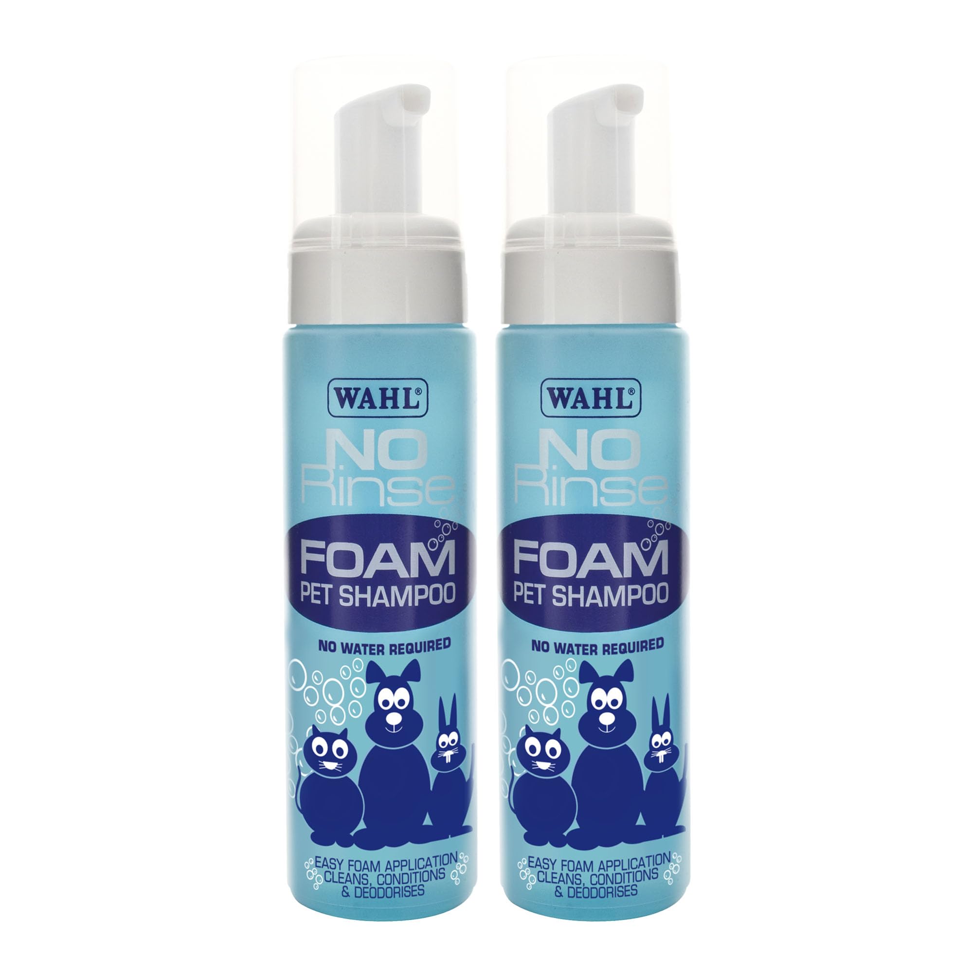 Wahl No Rinse Foam Pet Shampoo 200ml – Quick Coat Refresh with Coconut Derived Cleansers, Removes Dirt Without Water, Ideal for Fast Clean Ups and All Over Coat Care, Twin Pack