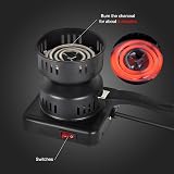 REAMIC Electric Charcoal Burner 500W Hot Plate Black UK Plug Coconut Coal view 3