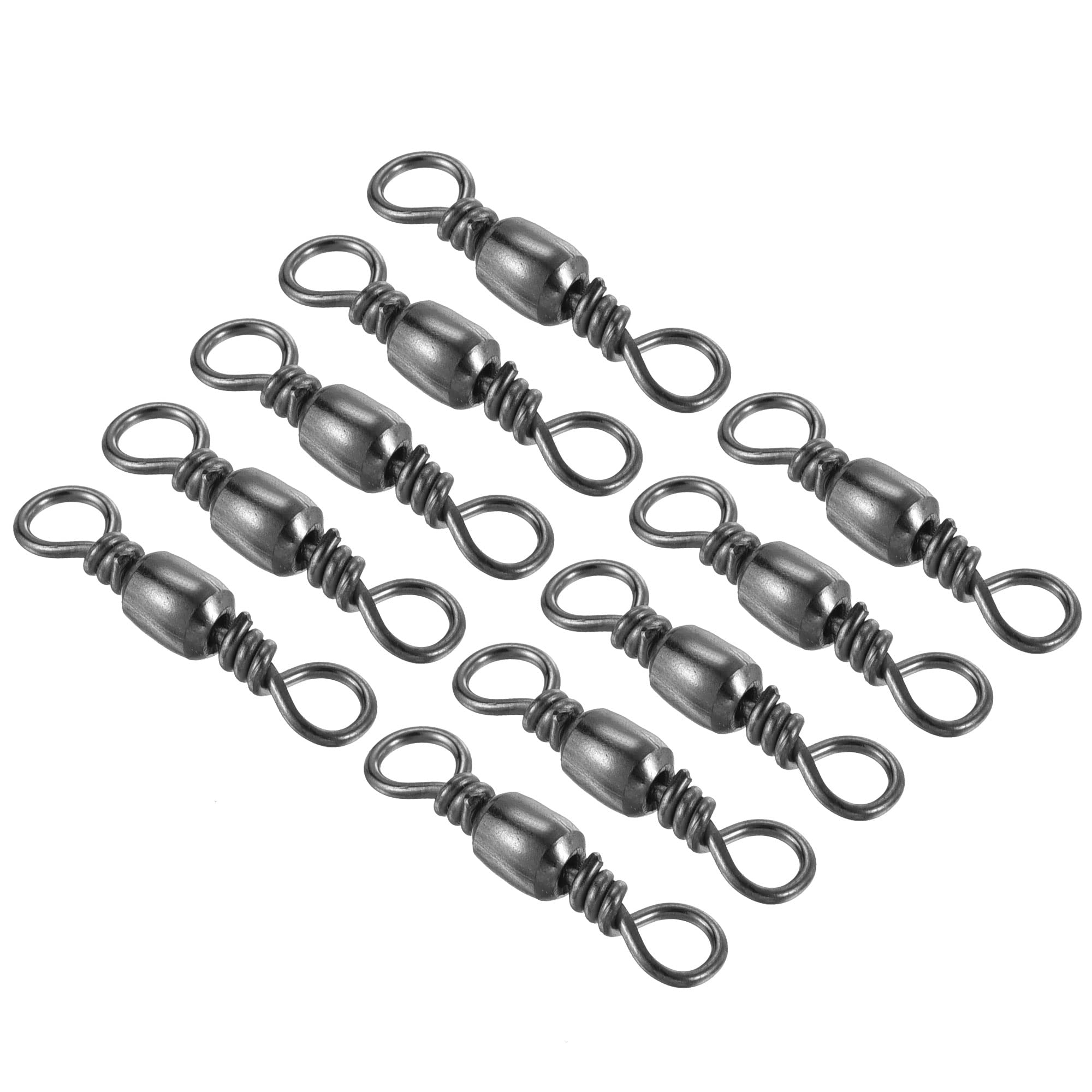 PATIKIL Fishing Barrel Swivels, 100Pcs 41LBS Stainless Steel Solid Ring Terminal Tackle for Saltwater Freshwater Fishing, Black