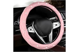 LSKASELUE Bling Car Steering Wheel Cover, 15 Inch Bling Crystal Rhinestone Steering Wheel Cover for Decoration, Sparkling Dia
