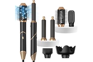 YITRUST 6 in 1 Blow Dryer Brush, Hair Dryer with Diffuser for Curly Hair, Negative Ionic Hair Dryer Brush Set, Air Curling Iron Air Styler, Brush Blow Dryer Straight, Volumize, Drying Hair Styling Tool