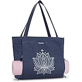 Gonex Yoga Mat Bag, Large Tote Bag with Multi Pockets for Women Men, Canvas Mat Carrier, Full Zipper Easy Access for Pilates Gym Travel