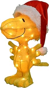 Product Works Peanuts 3D Pre-Lit Woodstock in Santa Hat Christmas Yard Art, 18-Inch, 35 Lights