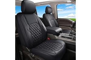 Huidasource Ford Seat Covers, Leather Pickup Seat Cushion Cover Fit for 2015-2025 Ford F150 SuperCrew & 2017-2025 F250 F350 F450 Super Duty Crew Cab XL XLT Lariat King Ranch Platinum(Full Set/Black)