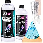 LET'S RESIN EPOXY RESIN Deep Pour Epoxy Resin, 51OZ 2-4 inch Clear Epoxy Resin Kit,Bubble Free Low Odor 2:1 Low Viscosity Casting for River Table,Wood,Flower Preservation, Art Crafts