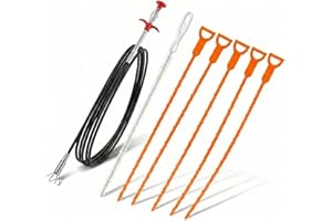 7-Piece Drain Cleaning Kit, Sink Plumbing Snake Hair Catcher with 1 Stainless Steel Claw Grabber, 1 Flexible Cleaning Brush &