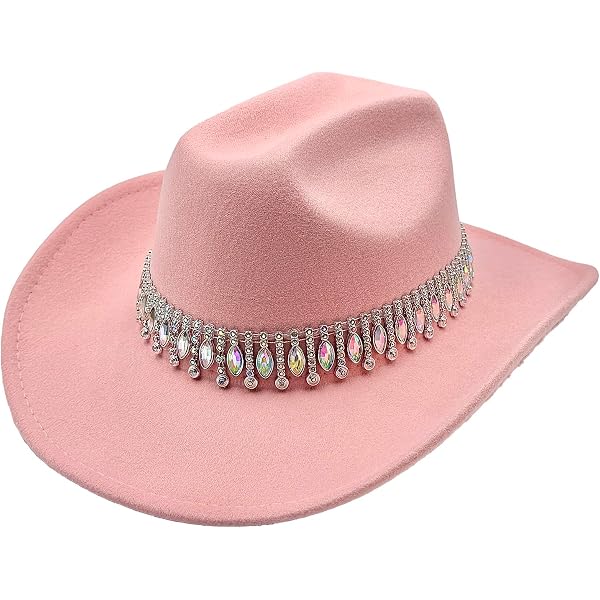 5186 Sparkly Sequin Cowboy Hat With Suede String Trim, Dusty Rose C.C Sparkly Sequin Cowboy Hat with Suede String Trim, Rose  main image 4