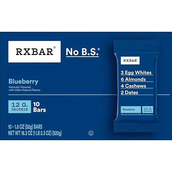 RXBAR PROTEIN BARS, PROTEIN SNACK, SNACK BARS, BLUEBERRY, 18.3OZ BOX (10 BARS)