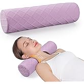 Cozyhealth Cervical Roll Pillow, Medium Soft Memory Foam Neck Round Pillow Cylinder Bolster Pillow for Sleeping, Round Neck Support for Bed, Legs, Back and Yoga (Purple, Large - 4.7" H)