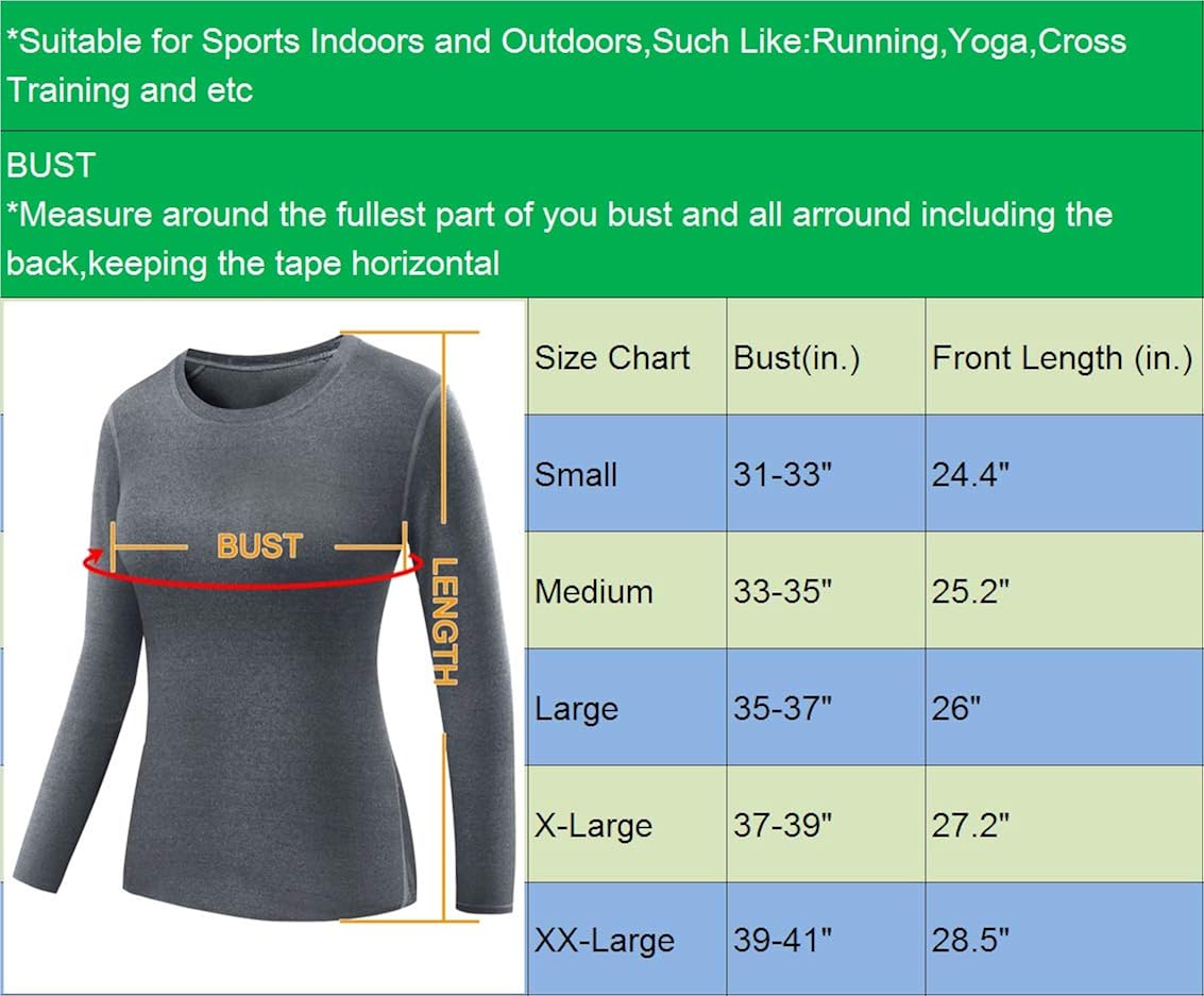 Neleus Women's 3 Pack Compression Shirts Long Sleeve Yoga Athletic Running T Shirt: Clothing