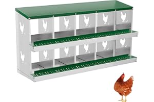 Chicken Nesting Box, 10 Holes Roll Away Nesting Box for Laying Eggs, Wall Mount Chicken Nesting Boxes with Roll Out Egg Colle