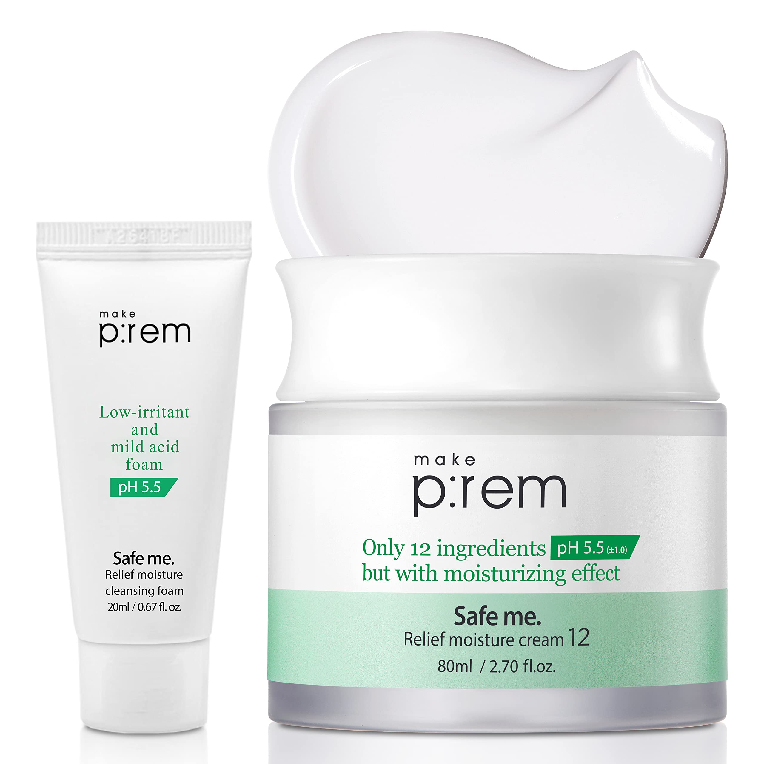 MAKEP:REM Safe Me. Relief Moisture Cream for Dry Sensitive Skin - Moisturizer Night Cream - Hydrating & Nourishing, Reduce Redness, Acne & Wrinkles with Hypoallergenic, Natural - VEGAN, EWG Verified