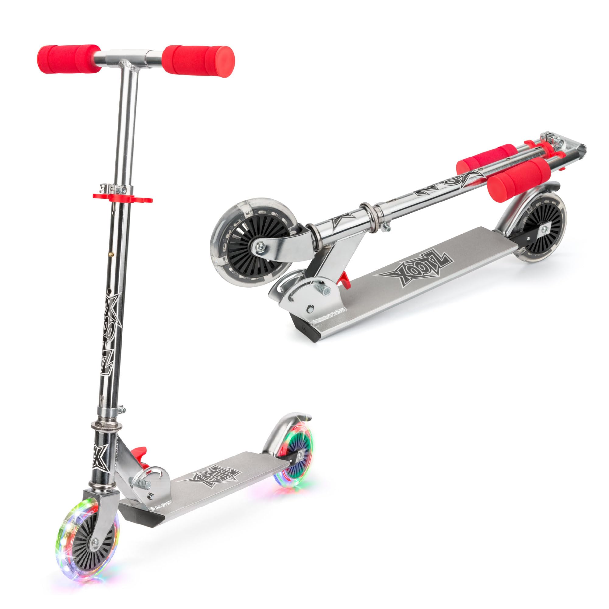 Xootz Kids Light Up Folding Scooter with Adjustable Handle Bars and LED Wheels