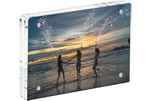 Hiwhy Acrylic Picture Frame 4×6, Clear Magnetic Picture Frame, Minimalist Photo Frame Free Standing, Display Picture Frame