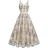Long Floral Embroidery Dress for Women Flower Embroidered Maxi Dress Spaghetti Straps Formal Evening Party Tulle Prom Dress