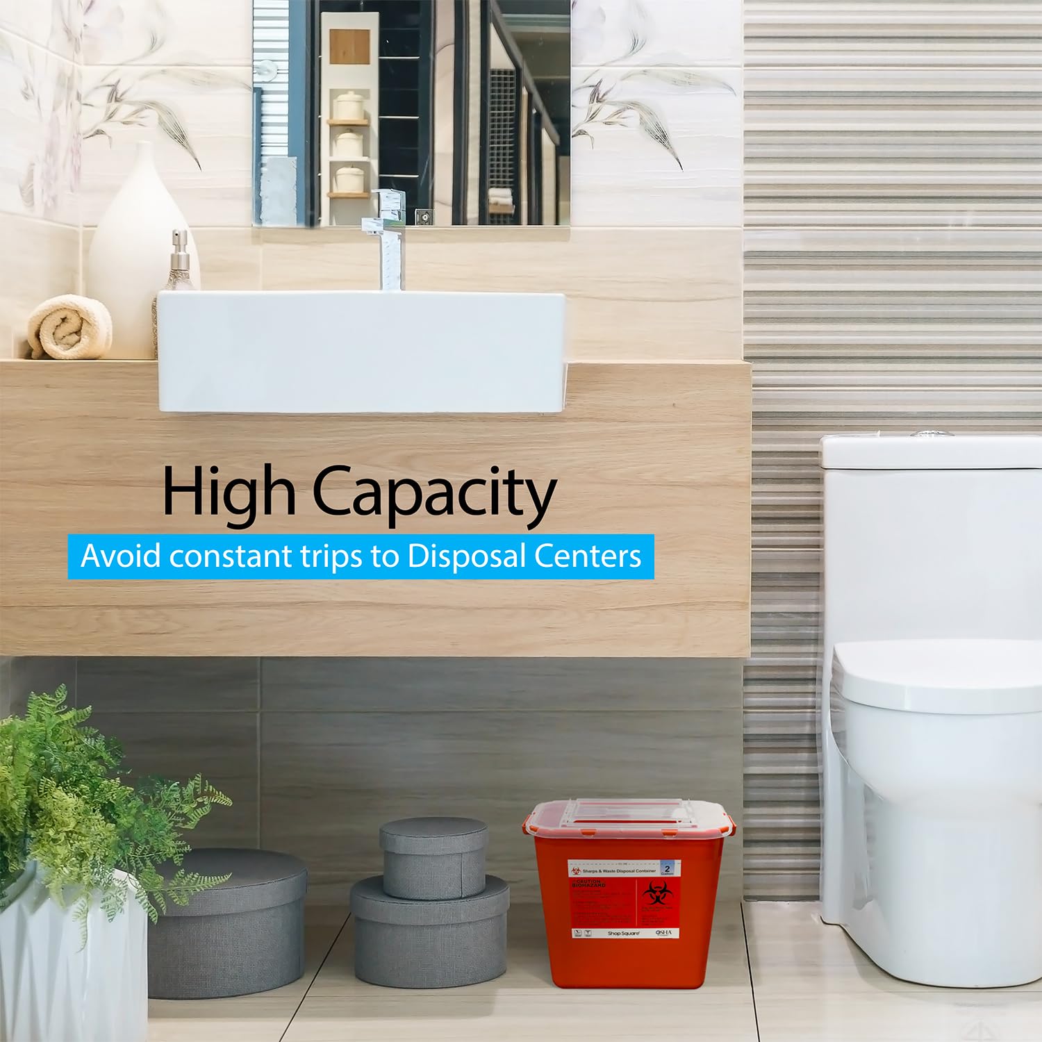 Sharps Containers for Home Use 2 Gallon (3-Pack) - Needle Disposal, Professional Grade Biohazard Containers