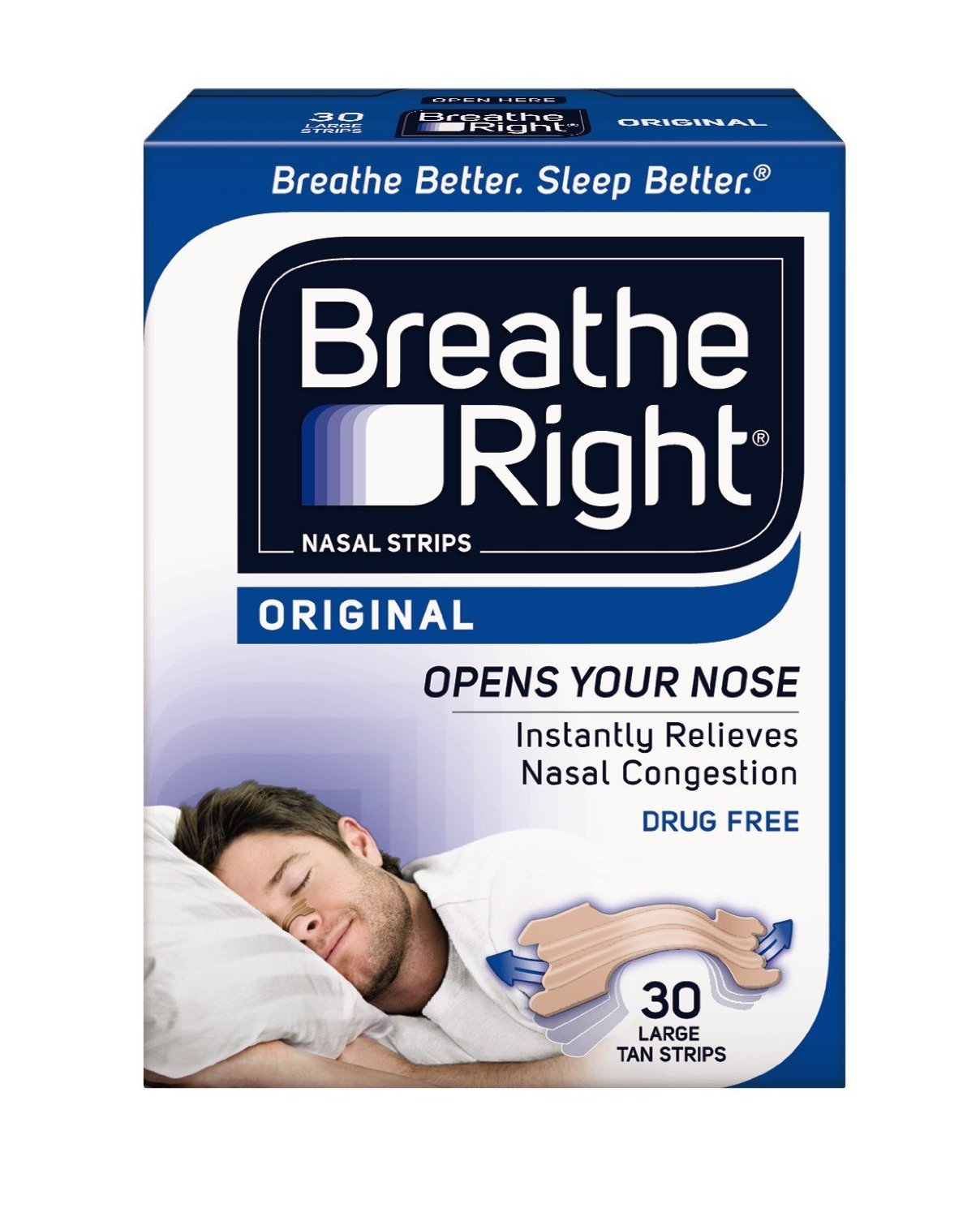 Breathe Right Original Large Tan Nasal Strips, 30 Count (Pack of 3) : Grocery & Gourmet Food