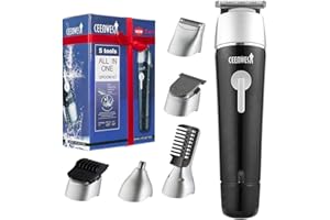 CEENWES Updated Version 5 in 1 Waterproof Man’s Grooming Kit Hair Clippers Professional Beard Trimmer Dual Shaver Rechargeable Body Trimmer Nose Hair Trimmer Cordless Precision Trimmer