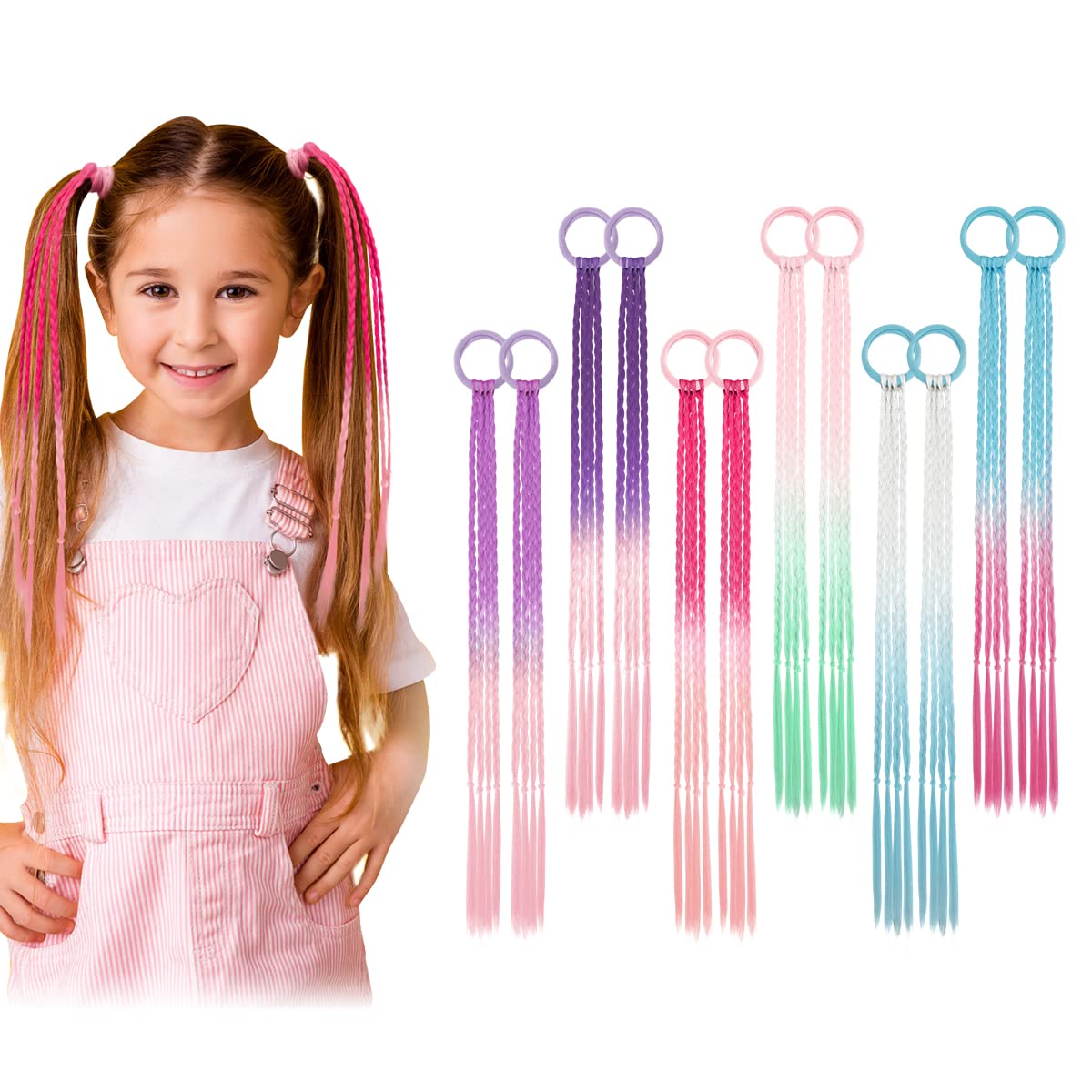 Dreamlover Coloured Hair Extensions for Girls, Crazy Hair Day Accessories to Styles, Kids Hair Accessories for Girls Christmas Gifts, 12 Pieces โ image 1