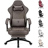 Dowinx Gaming Chair Breathable PU Leather Gamer Chair with Footrest Massage Lumbar Support, Big and Tall Ergonomic Reclining Computer Chair with Pocket Spring Cushion for Adults Teens (Brown)