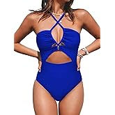 CUPSHE Women's One Piece Swimsuit Plunge Neckline Cutout Criss Cross Bathing Suit