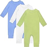 GUISBY Rayon Baby Pajamas, Long Sleeve with Snap Closure Pajamas Sleepers