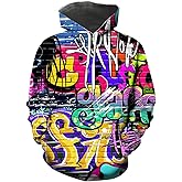 Dalicoter Men's 3D Print Hip-hop Graffiti Graphic Hooded Sweatshirts Cool Hoodies Novelty Pullover