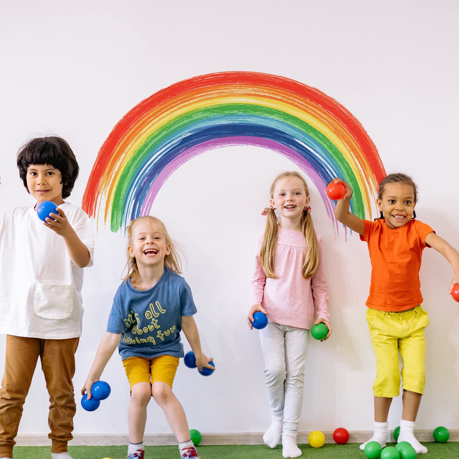 PLIGREAT Colorful Rainbow Wall Stickers Peel and Stick Wall Decals for Nursery Living Room Bedroom Playroom Classroom Decoration Home Indoor Wall Art Decor