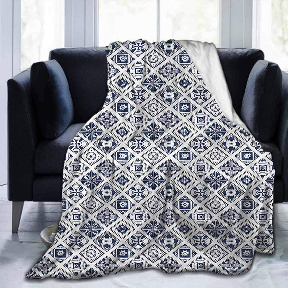 SLLART Soft Blanket Twin Size Navy Blue,Spanish Traditional