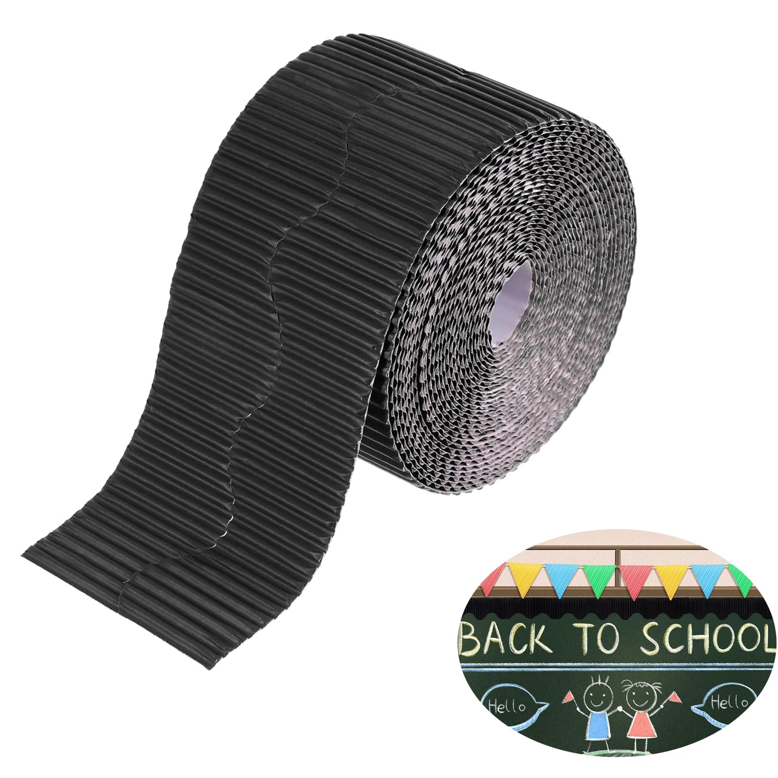 Corrugated Display Borders, 15M/Rolls Displays Border Rolls Corrugated Backing Paper, Classroom Borders Border Scalloped Bulletin Board Blackboard Display Trim