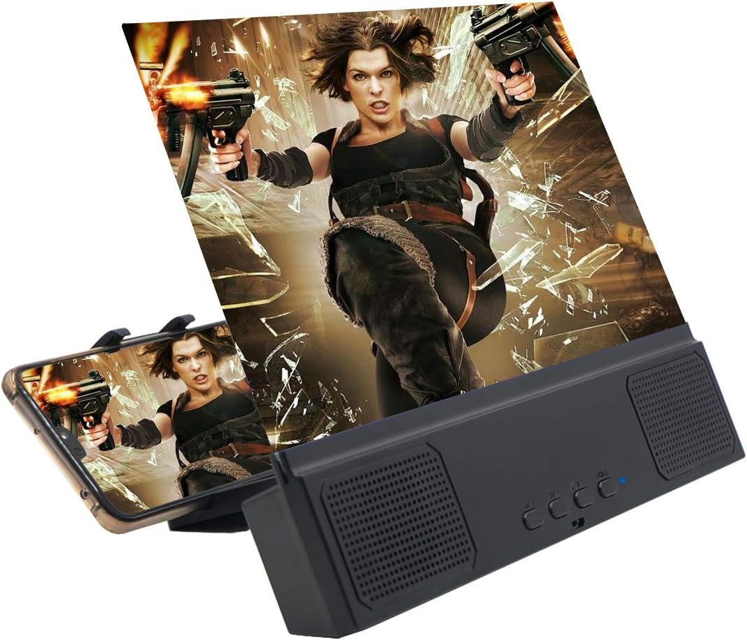 IIKOOPEEK Mobile Phone Screen Amplifier With Audio Bluetooth Speaker 3D HD 12 Inch Portable Mobile Phone Magnifier Cell Phone Stand Screen Projector