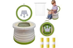 SUNNYSMILE Portable, Foldable Potty seat for Toddler, Training Toilet Seat Emergency Toilet The Bottom Has the Function of Storing Garbage Bags for Car, Camping, (Grass green)