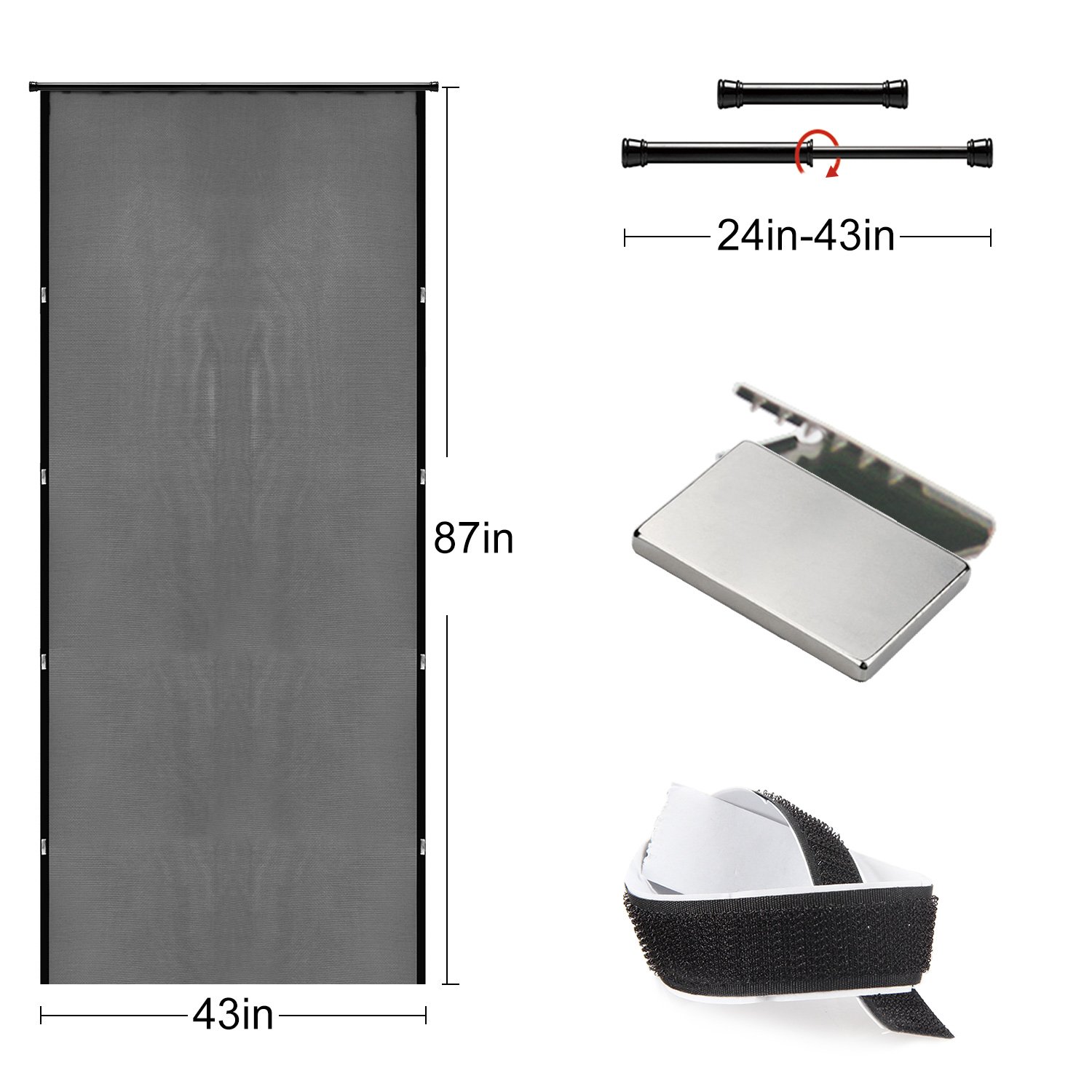 Retractable Screen Doors 87 H X 43 W Magnetic Front Door Bug