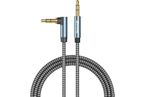 Nanxudyj AUX Cord 3ft,3.5mm Stereo Audio Cable portable 90 Degree 3.5mm Male to Male Stereo Aux Cable Right Angle TRS Cable,Hi-Fi Sound, Compatible for car, Headphone,Tablets, Speakers,24K Gold Plated