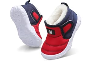 QFH Baby Boys Girls Winter Warm Shoes Cozy Fleece Snow Boots Toddler Non-Slip Walking Shoes Infant Outdoor Water Resistance Faux Fur Booties