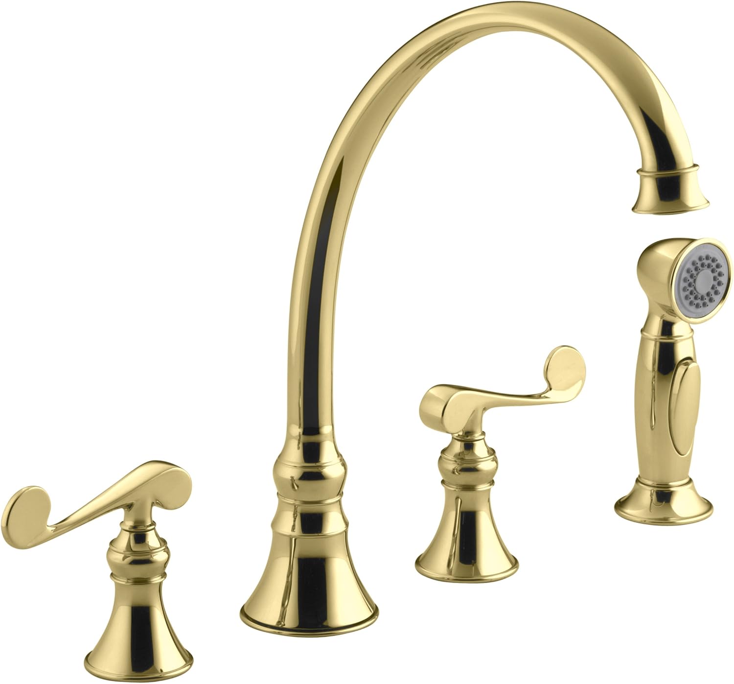 Kohler K 16109 4 Pb Revival Kitchen Sink Faucet Vibrant Polished