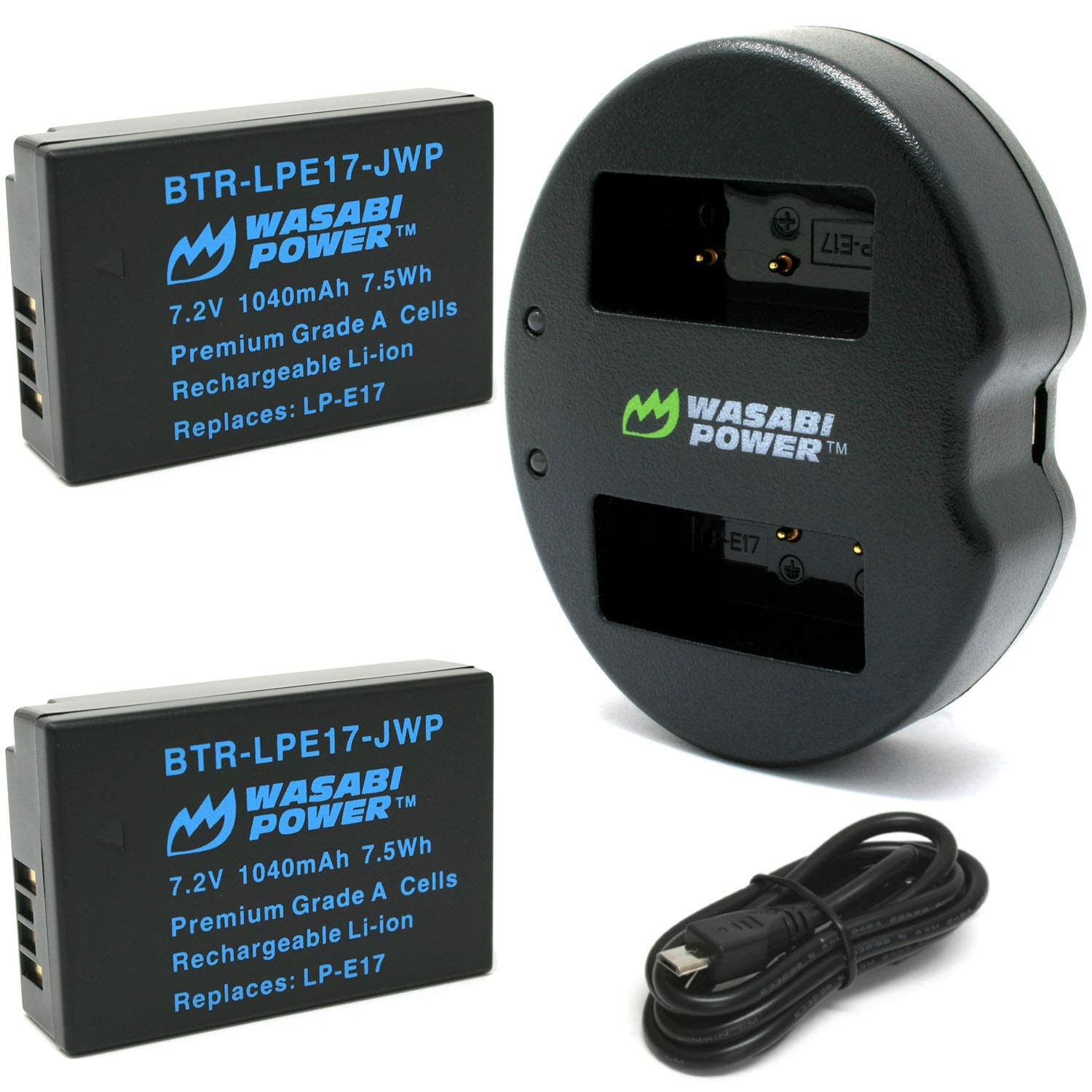 Wasabi Power LP-E17 Battery (2-Pack) & Dual USB Charger for Canon R10, RP, M6 II, Rebel & More