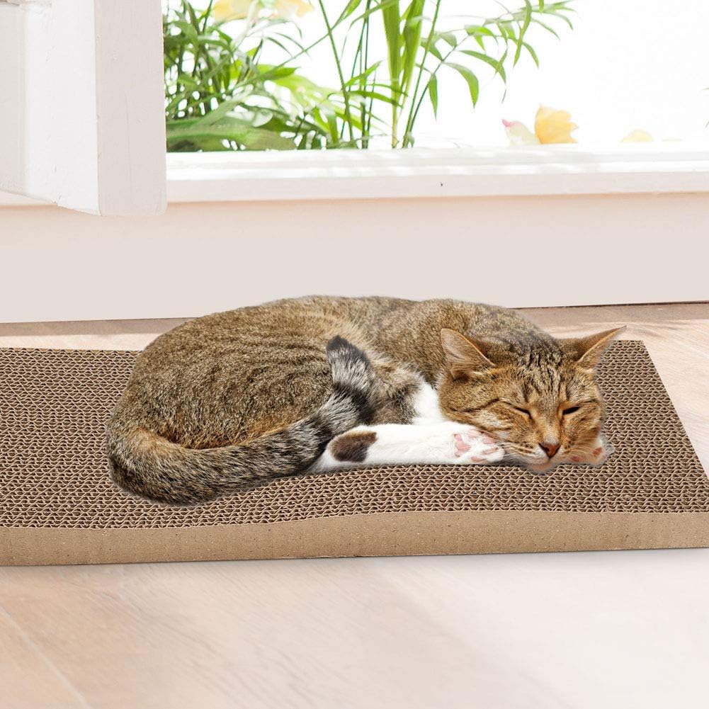 PrimePets 2 Pack Cat Scratcher Pad, Wide Corrugated Cat Scratching Pad Wave Shaped Reversible Replacement Cat Scratcher Cardboard Lounge Sofa Bed (Catnip Included) : Pet Supplies