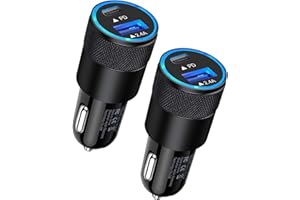 AILKIN 30W USB C Car Charger, [2Pack] PD 3.0 Fast Charge Dual Port USB Type C and 2.4a USB A Cargador Carro Lighter Adapter Base for iPhone, iPad, Samsung Galaxy, LG, Google Pixel GPS, Z Play Droid, Motorola