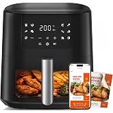 Qido Air Fryer, 5.28 QT Square Airfryer, 400&deg;F Fast Heating Air Fryers Oven with One-Touch Presets, Auto-Off, Dishwasher-Safe Nonstick Basket, Multiple 8 in 1 Function, Black