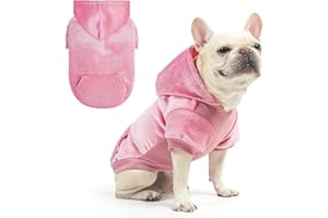BEAUTYZOO Dog Hoodie Sweaters for Small Medium Dogs- Warm Fall Winter Fleece Jacket for Cold Weather, Soft Velour Hooded Coat with Leash Hole & Pocket, Puppy Sweatshirt Clothes Bulldog Schnauzer, Pink