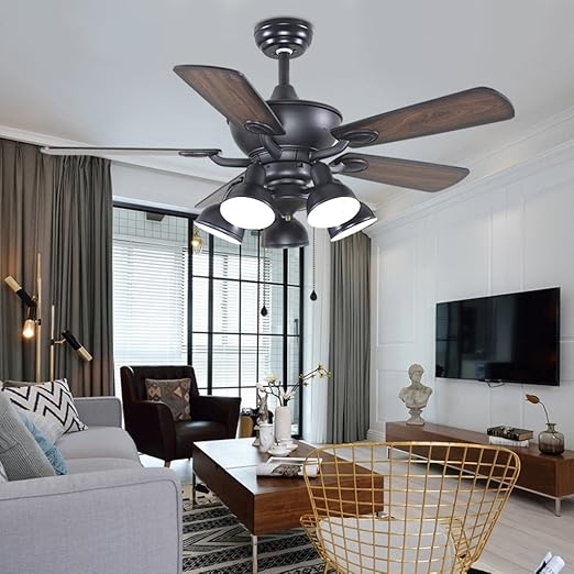 Amos Ceiling Fan Industrial Wind Creative Blades Ceiling Fan Retro