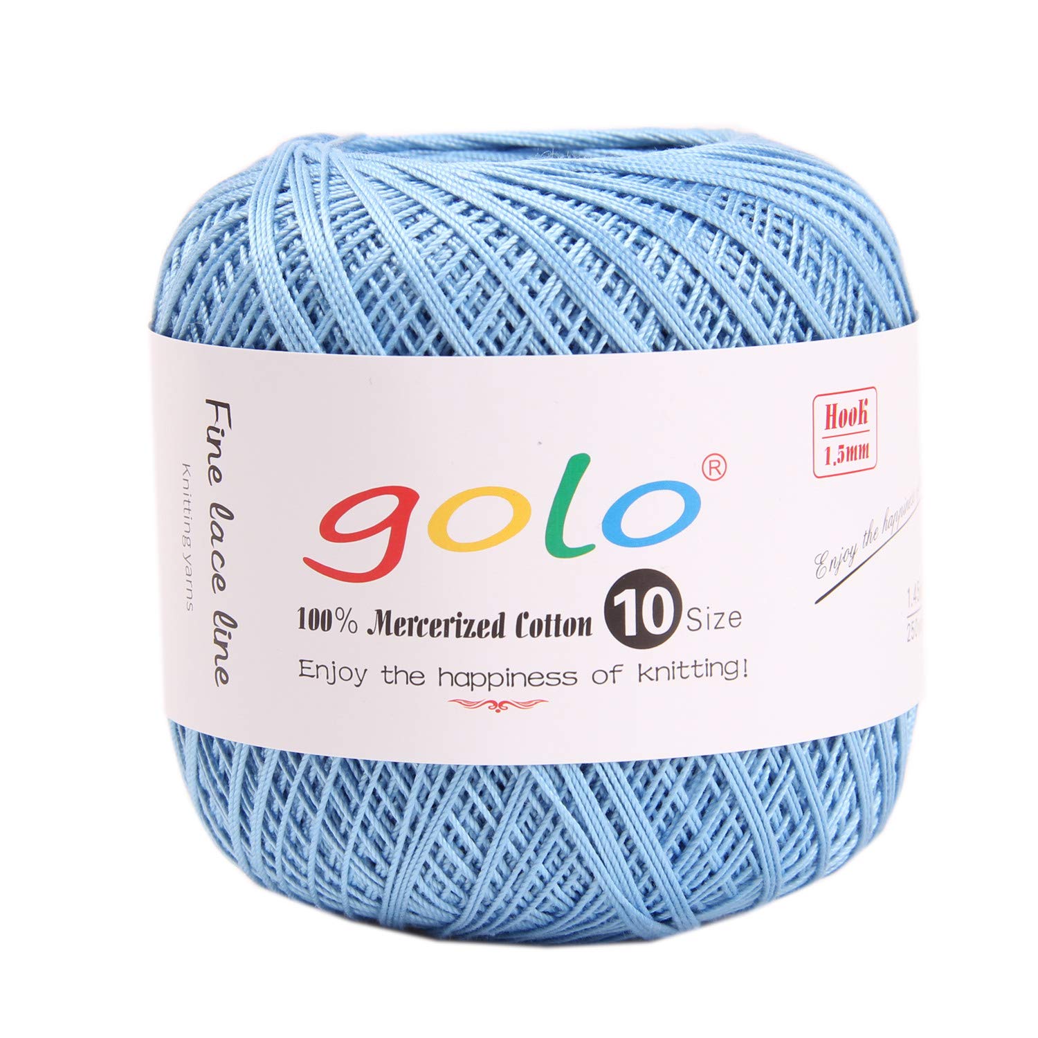 golo Crochet Thread Size 10 Yarn for Hand Knitting Crochet Yarn 305 Sky-Blue
