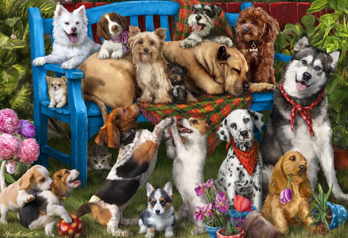 Vermont Christmas Company Patio Pups Jigsaw Puzzle 100 Piece, Large Pieces Perfect for Kids and Seniors