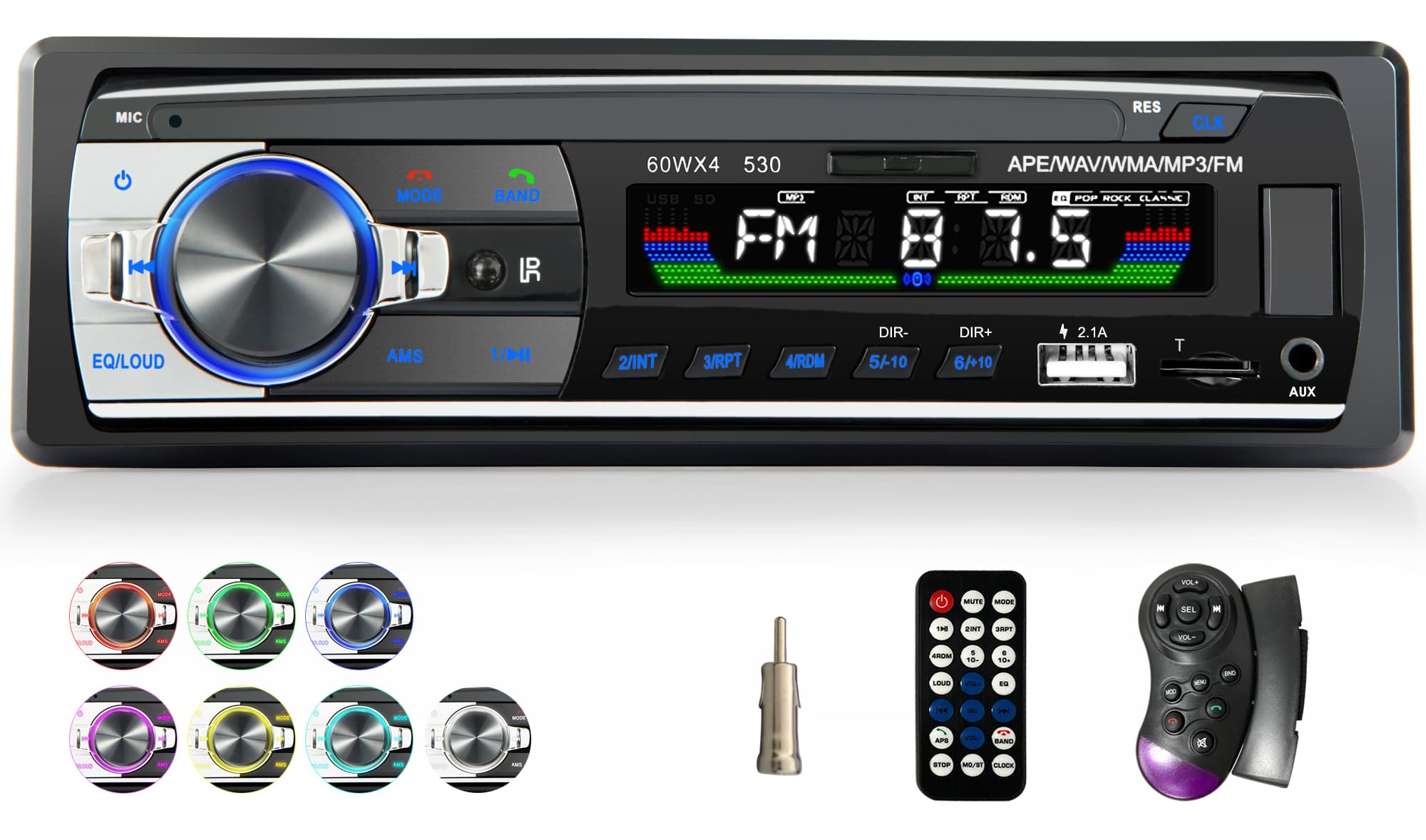 iFreGo Car Radio Bluetooth Hands Free, 1 Din Car Stereo with USB/AM/FM/TF/AUX/MP3, Car MP3 Player/Music Playing/Charging/Wireless Remote Control/Support IOS and Android