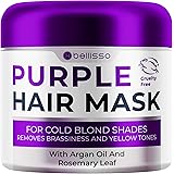 Bellisso Purple Mask for Blonde Hair - No More Yellow or Copper Tones - Deep Conditioner for Color Treated Locks wi