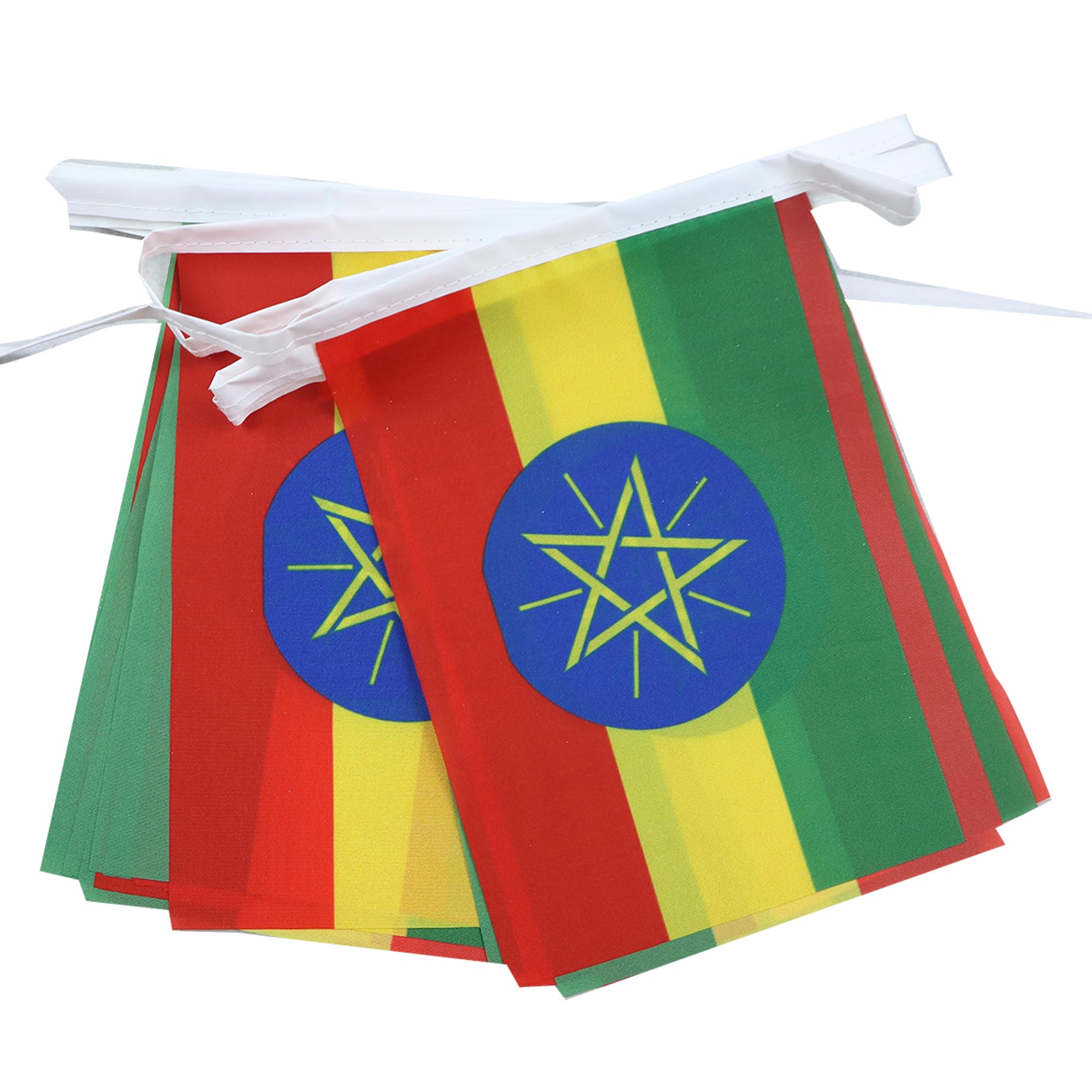 AZ FLAG - Ethiopia Bunting Flag - 40 Ft Garland with 20 Ethiopian Flags 18'' x 12'' - 100% Polyester String Pennant - 12 meters