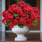 Haiyxinn Artificial Flowers for Outdoors, 6PCS 14" Geranium Fake Flowers UV Resistant Silk Geranium Red Outdoor Faux Plants for Christmas Home Porch Table Front Decor
